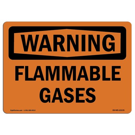 Signmission Safety Sign, OSHA WARNING, 10" Height, 14" Width, Rigid Plastic, Flammable Gases, Landscape OS-WS-P-1014-L-12135
